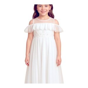 Alisa & Leo White Maxi Dress 11/12 – 3-Layer Tulle, Floral Appliqué, NWT